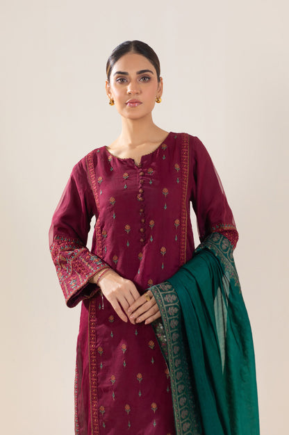 Stitched 3 Piece Embroidered Organza Outfit