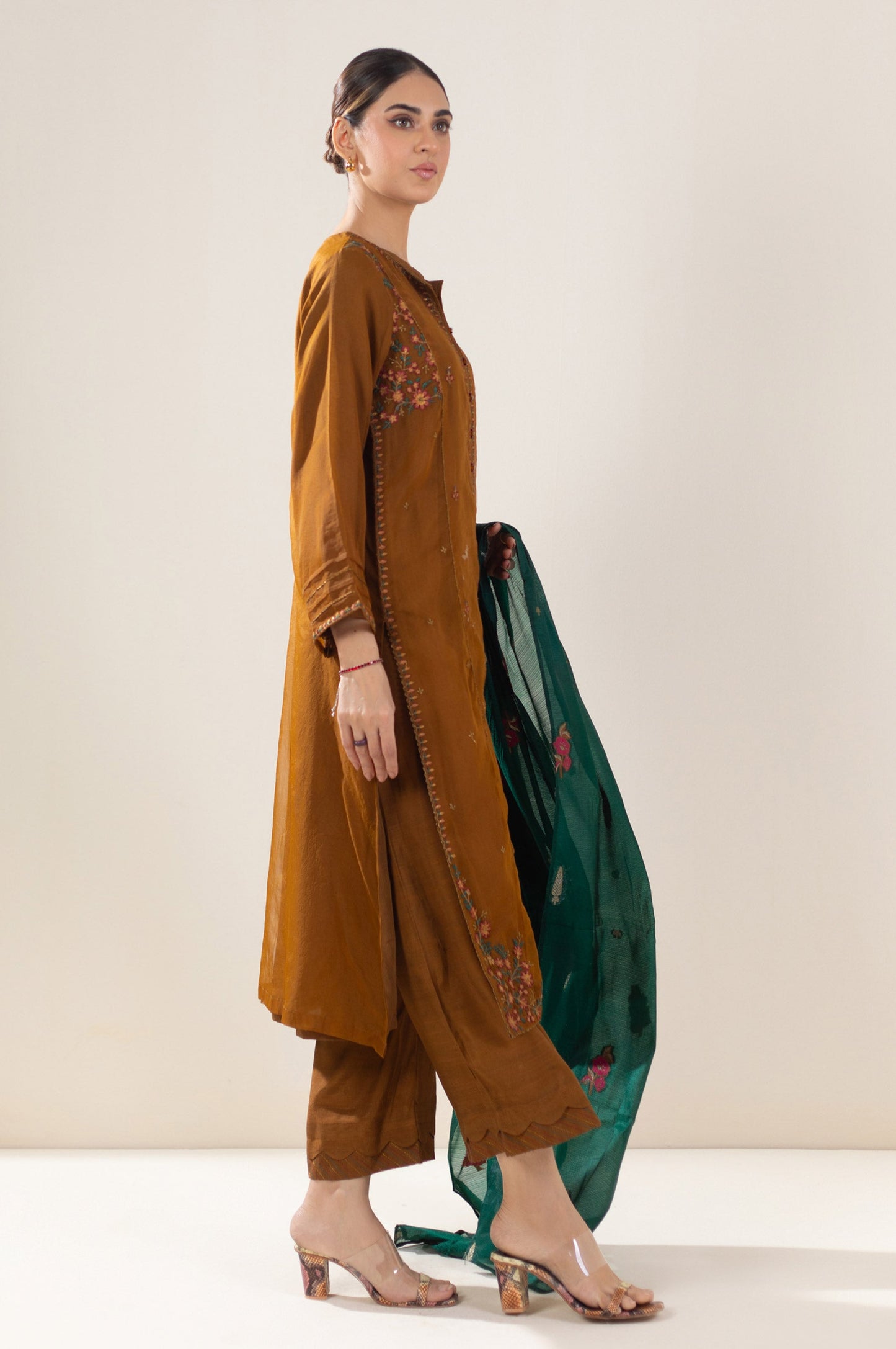 Stitched 3 Piece Embroidered Organza Outfit