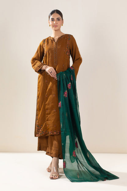 Stitched 3 Piece Embroidered Organza Outfit