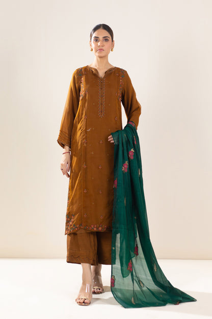 Stitched 3 Piece Embroidered Organza Outfit