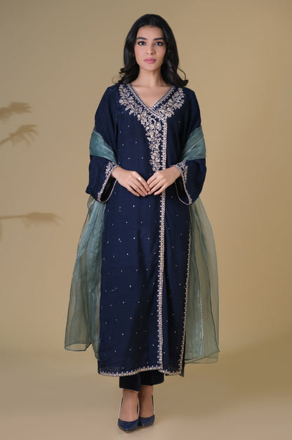 Stitched 3 piece Rawsilk Embroidered Outfit