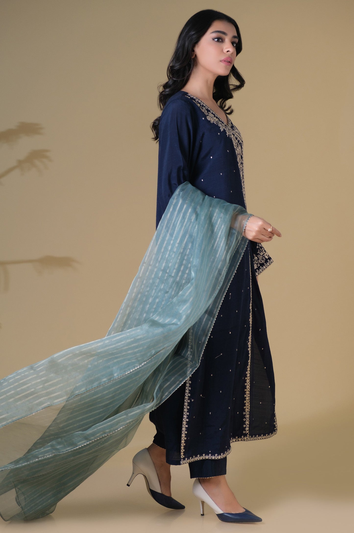 Stitched 3 piece Rawsilk Embroidered Outfit