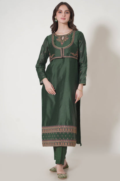 Stitched 3 Piece Embroidered Cotton Net Outfit