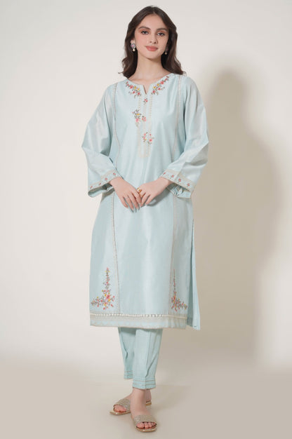 Stitched 3 Piece Cotton Net Embroidered Outfit