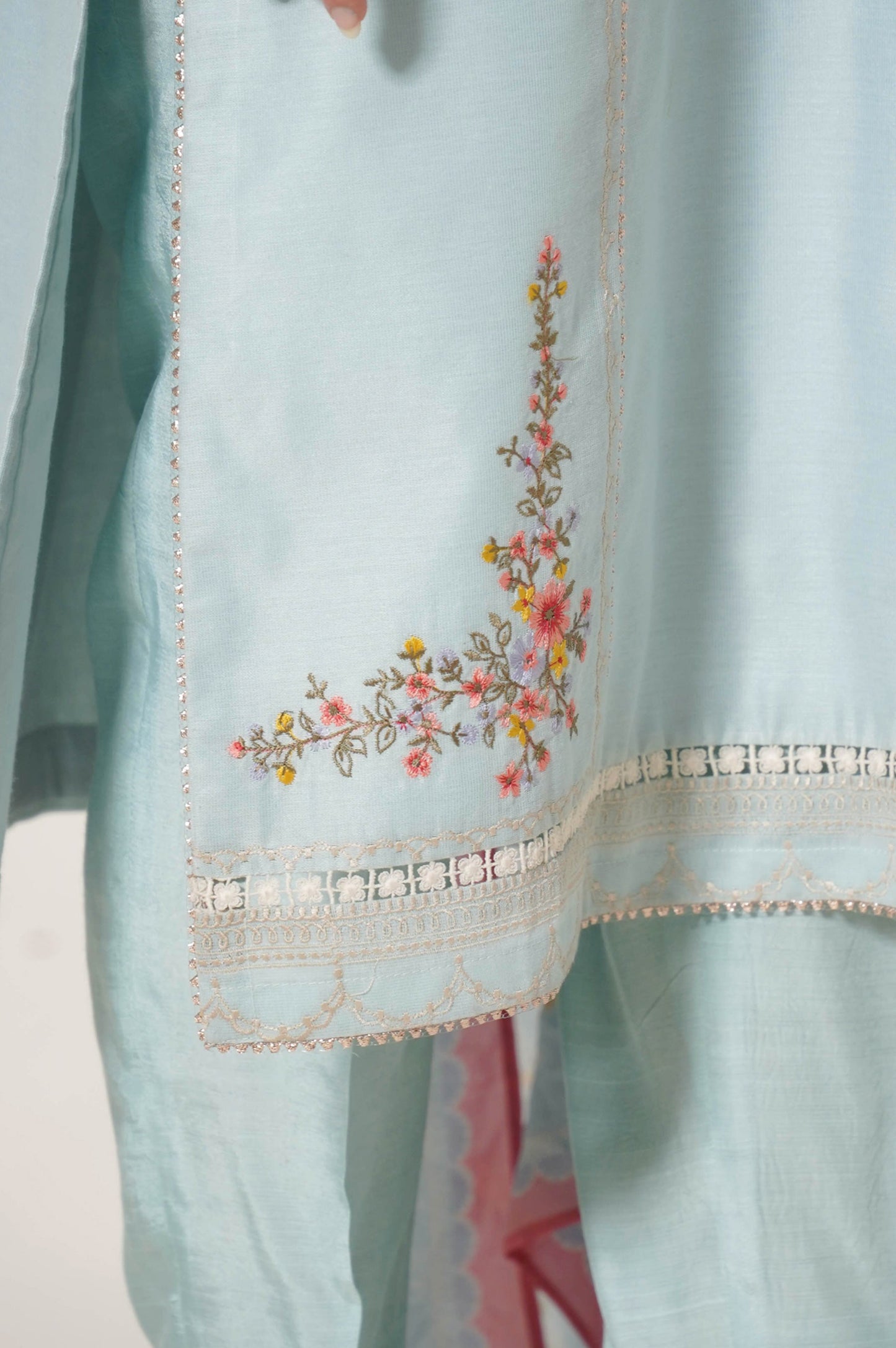 Stitched 3 Piece Cotton Net Embroidered Outfit