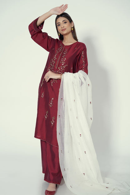 Stitched 3 Piece Cotton silk Embroidered Suit