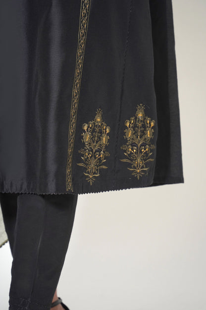 Stitched 3 Piece  Embroidered Cotton Net Outfit