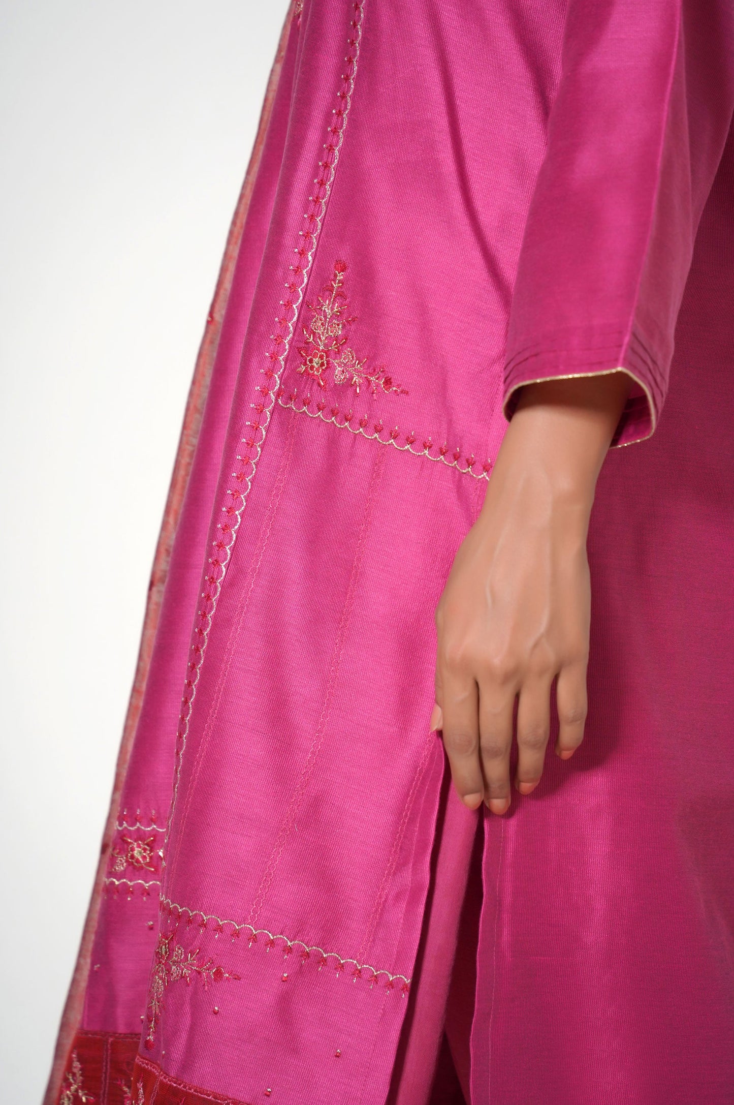 Stitched 3 Piece Embroidered Cotton Net Outfit