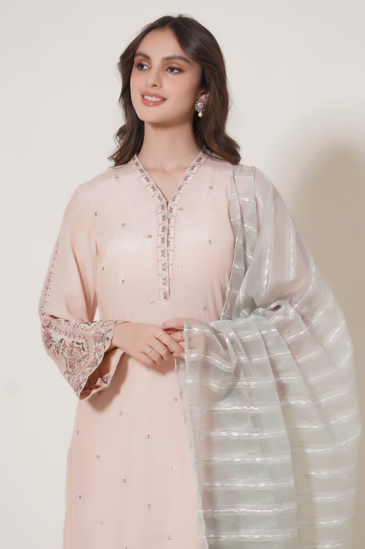 Stitched 3 Piece Raw Silk Embroidered Outfit
