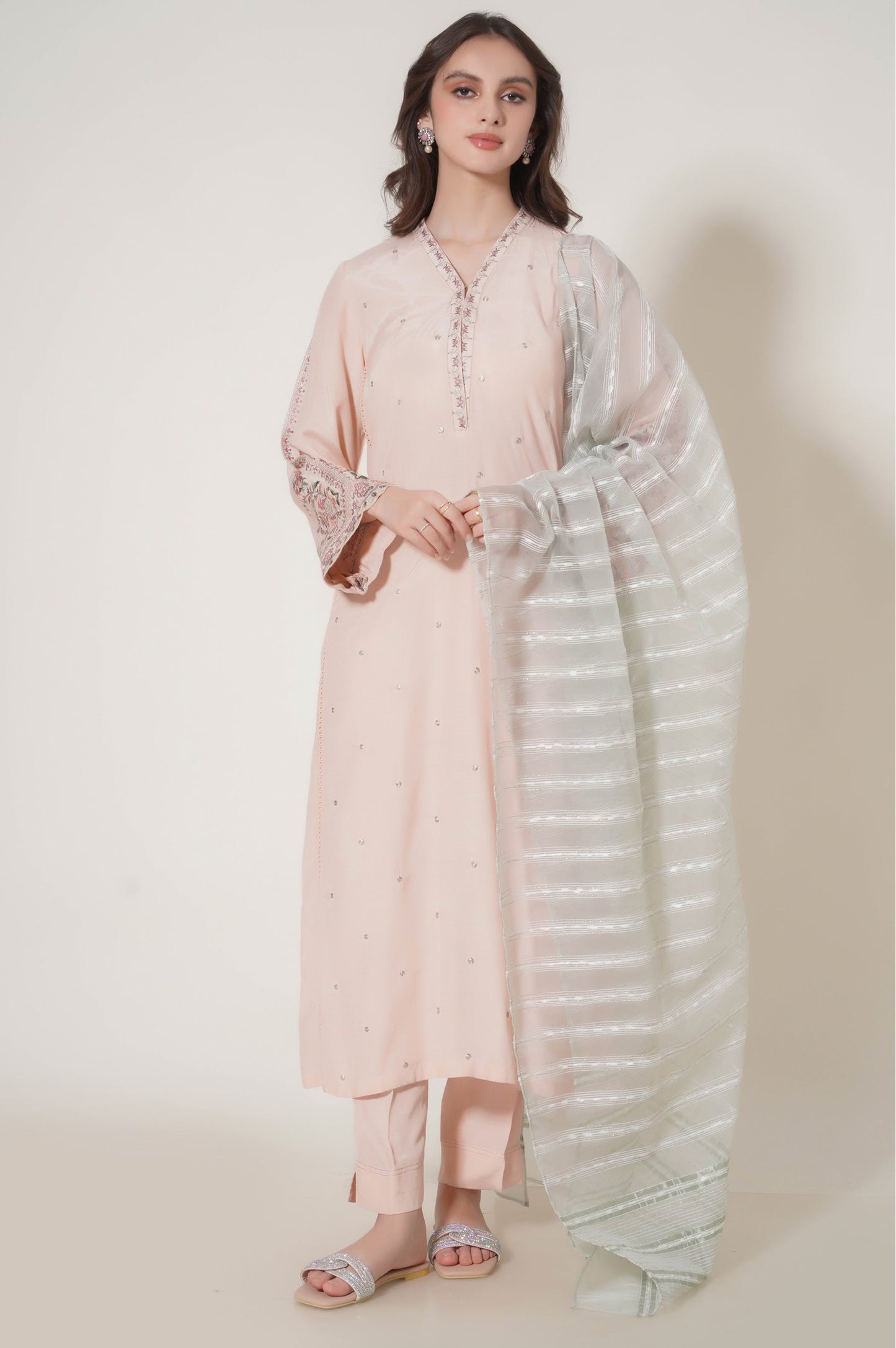 Stitched 3 Piece Raw Silk Embroidered Outfit