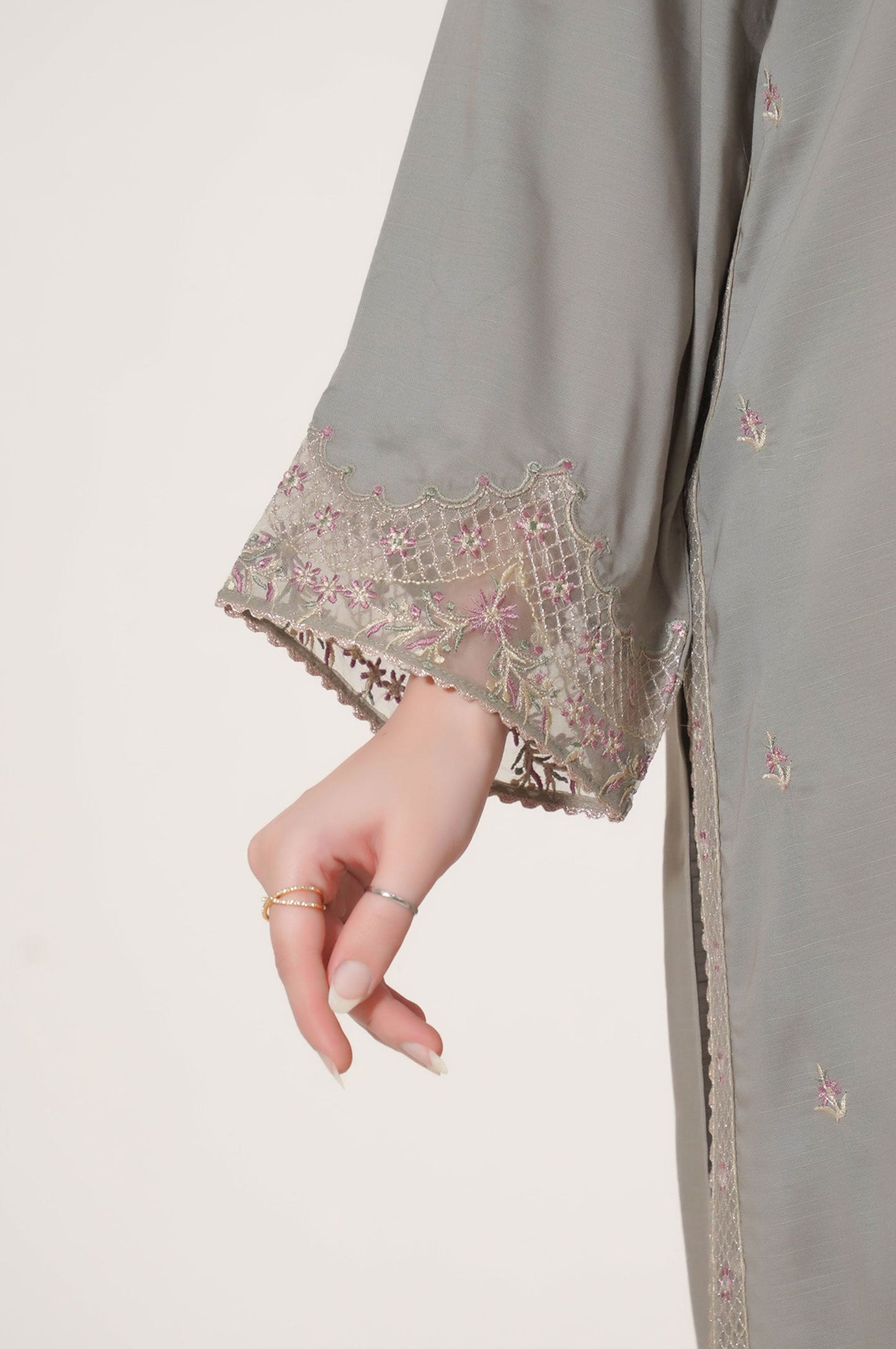 Stitched 3 Piece Embroidered Raw Silk Suit