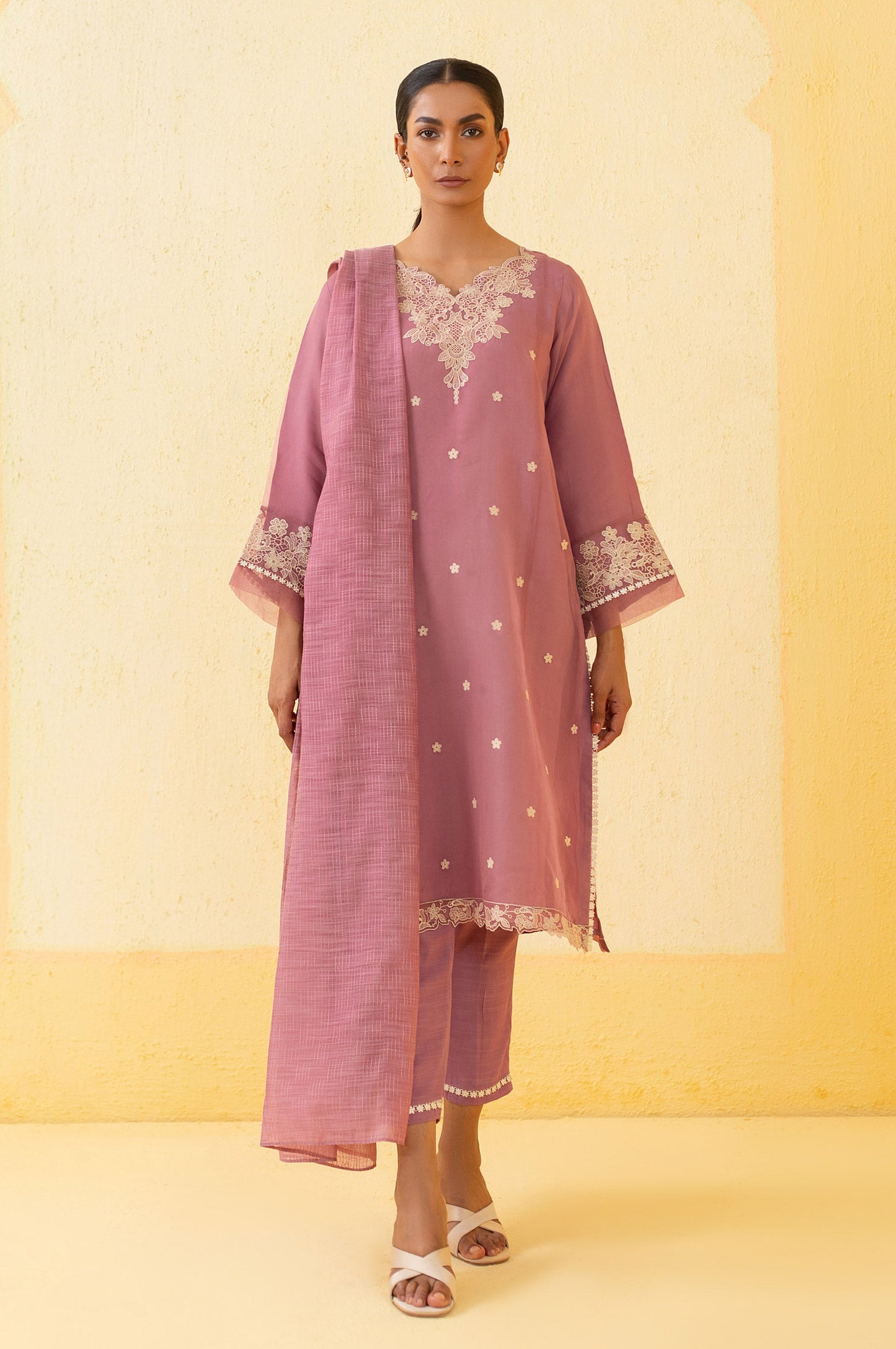 Stitched 3 Piece Embroidered Organza Outfit