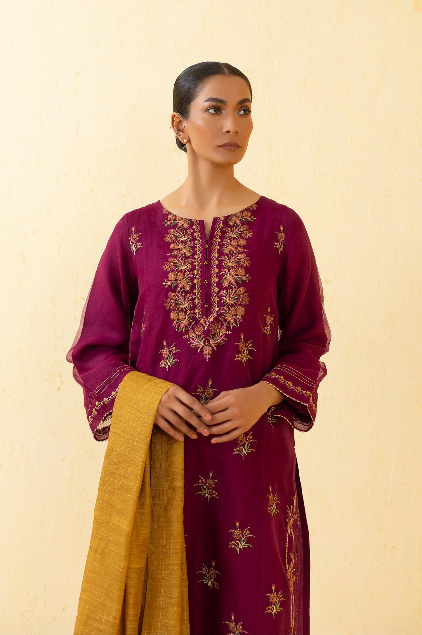 Stitched 3 Piece Embroidered Organza Outfit