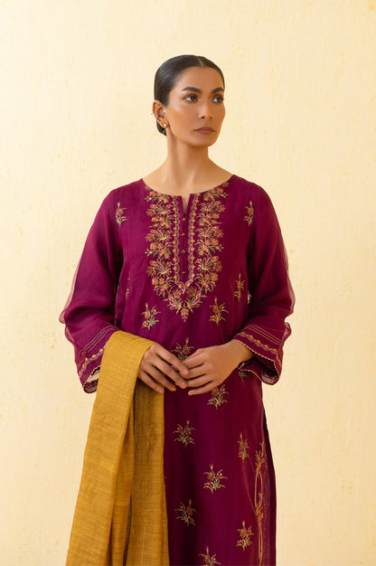 Stitched 3 Piece Embroidered Organza Outfit