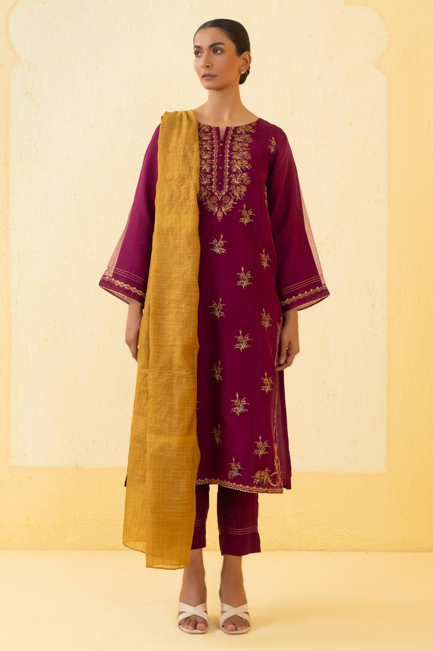 Stitched 3 Piece Embroidered Organza Outfit