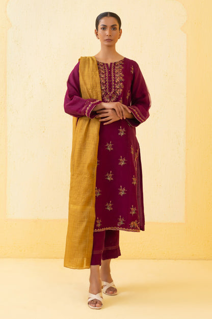 Stitched 3 Piece Embroidered Organza Outfit