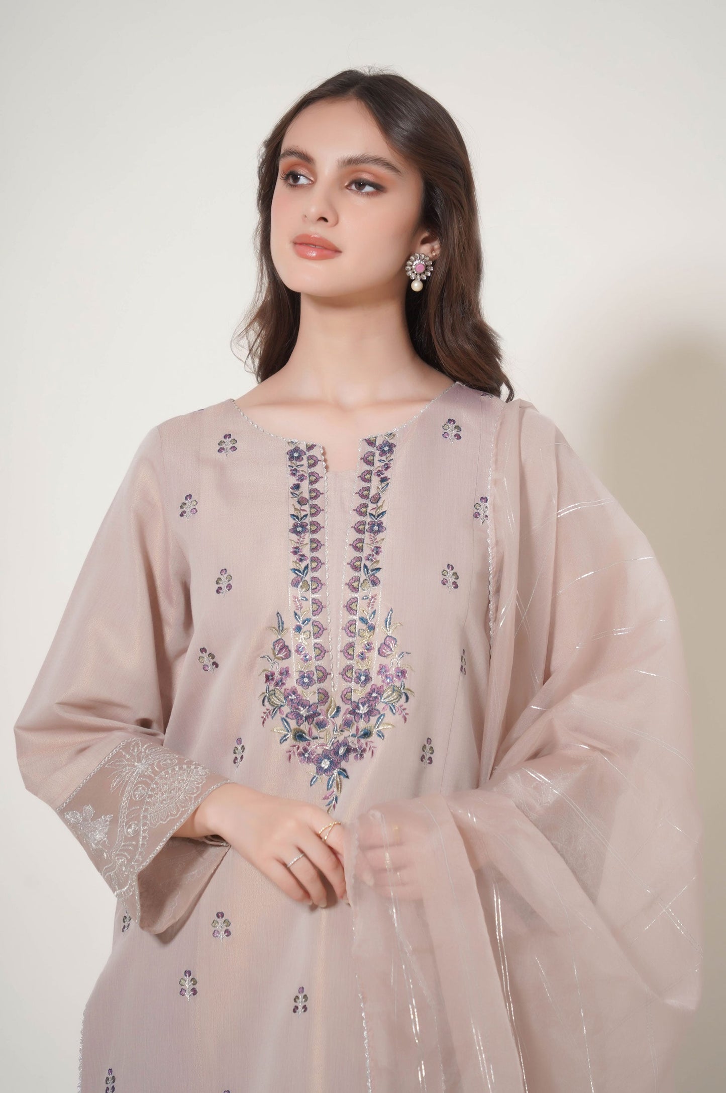 Stitched 3 Piece Embroidered Cotton Mysuri Outfit