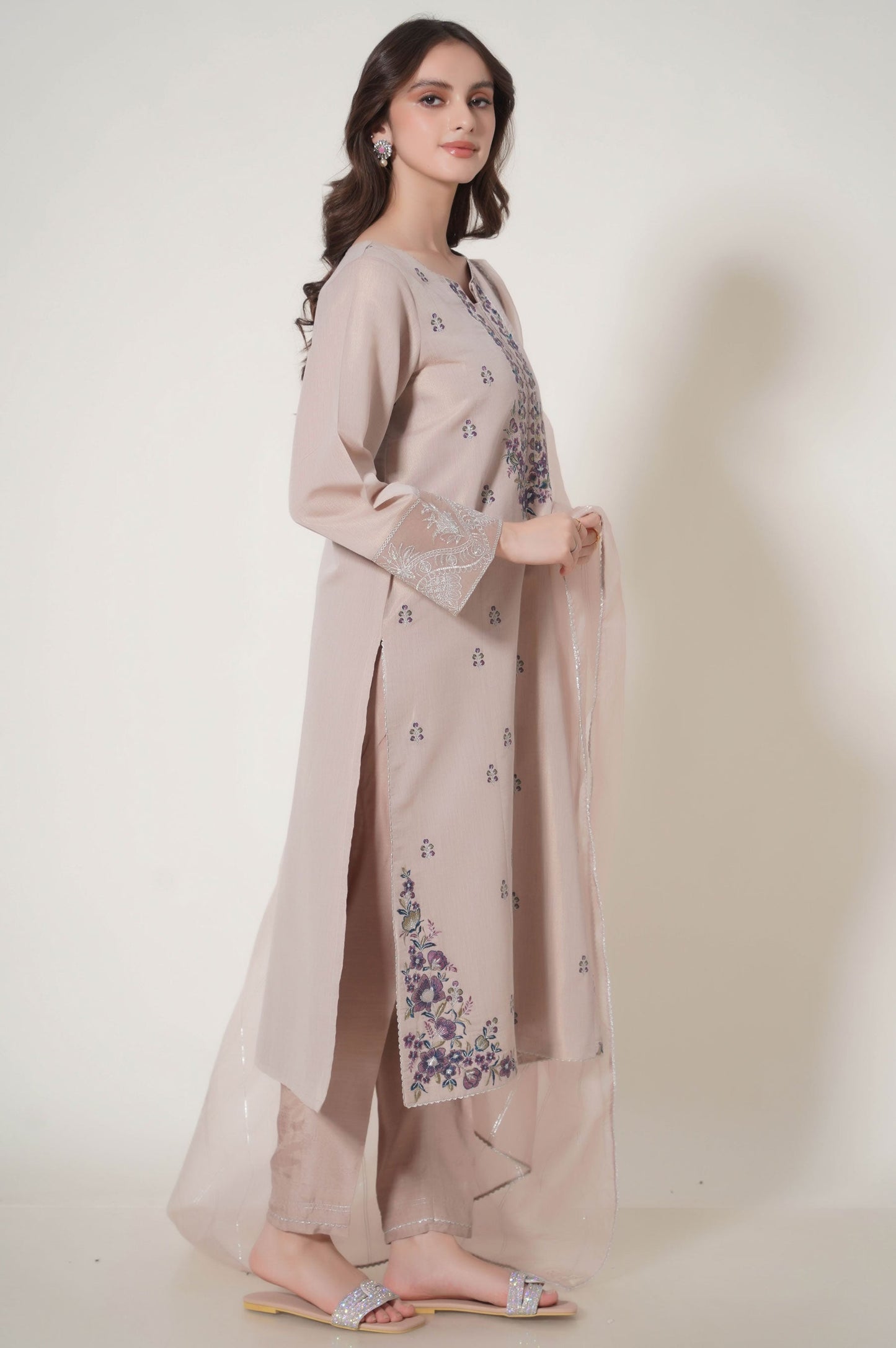 Stitched 3 Piece Embroidered Cotton Mysuri Outfit