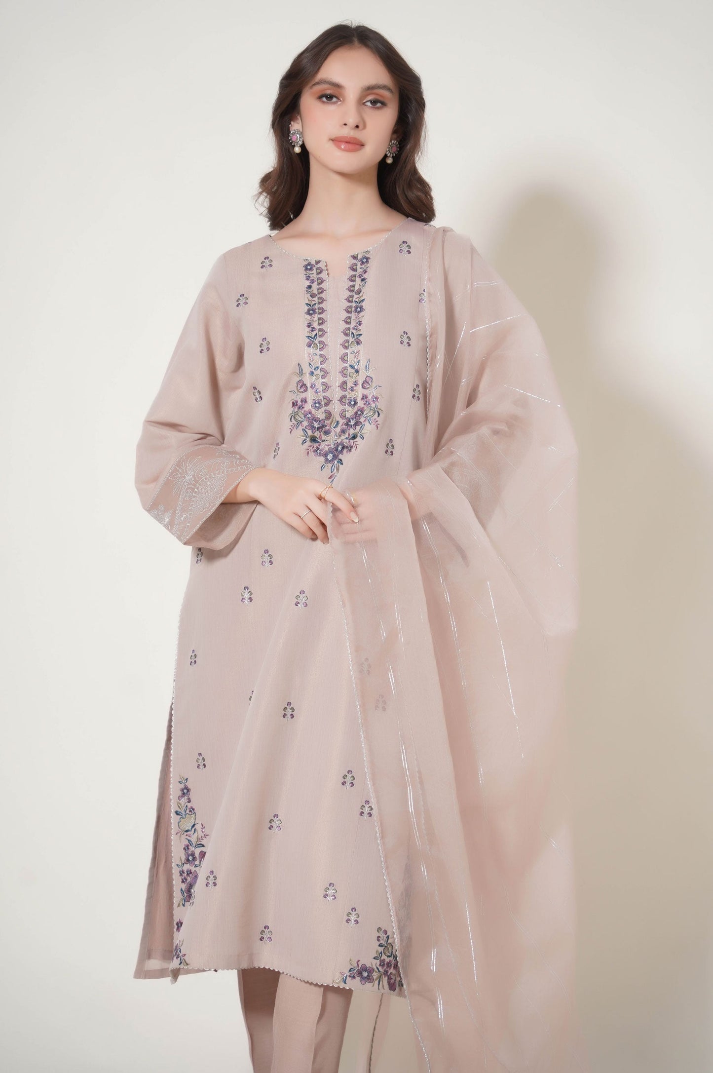 Stitched 3 Piece Embroidered Cotton Mysuri Outfit