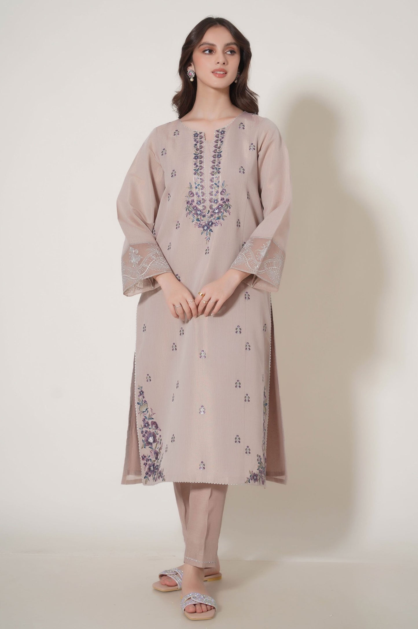 Stitched 3 Piece Embroidered Cotton Mysuri Outfit