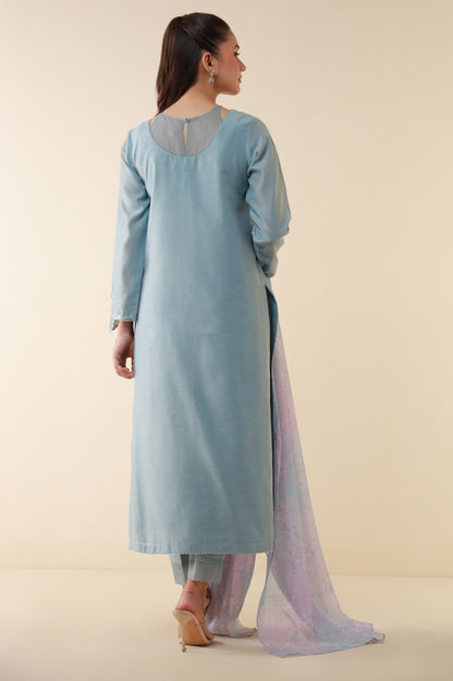 Stitched 3 Piece Embroidered Cotton Net Suit