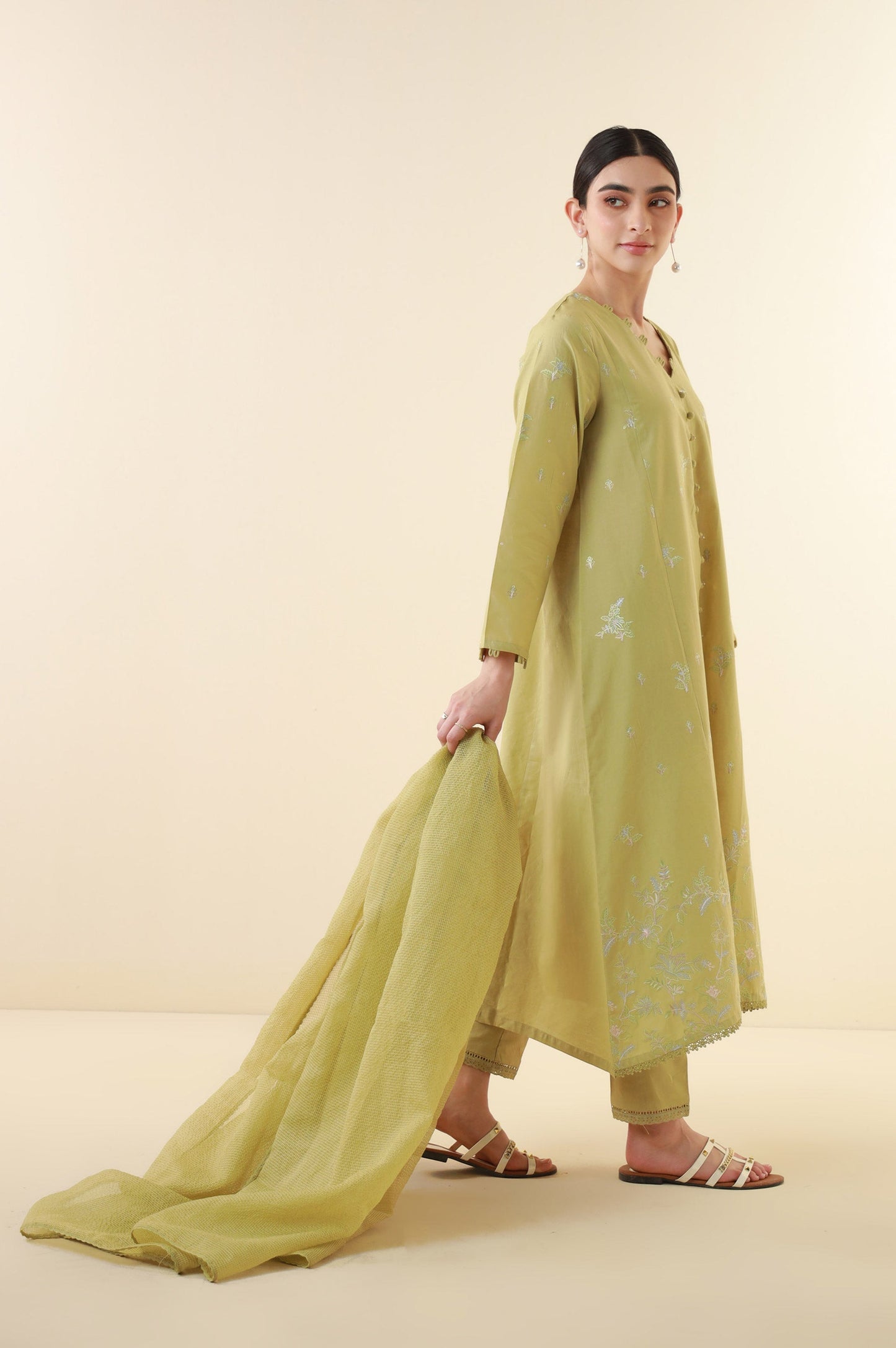 Stitched 3 Piece Embroidered Cambric Outfit