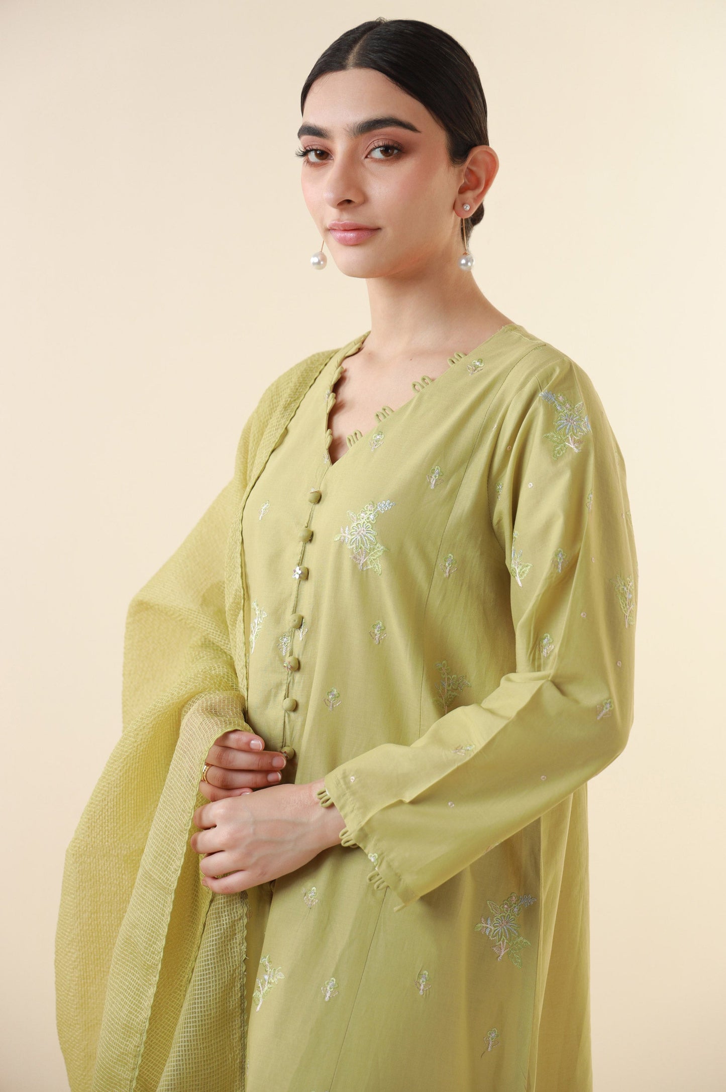 Stitched 3 Piece Embroidered Cambric Outfit