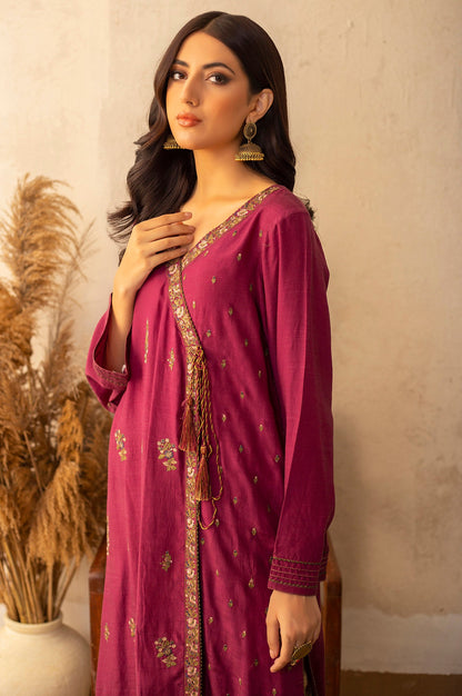 Stitched 1 Piece Raw Silk Embroidered Shirt