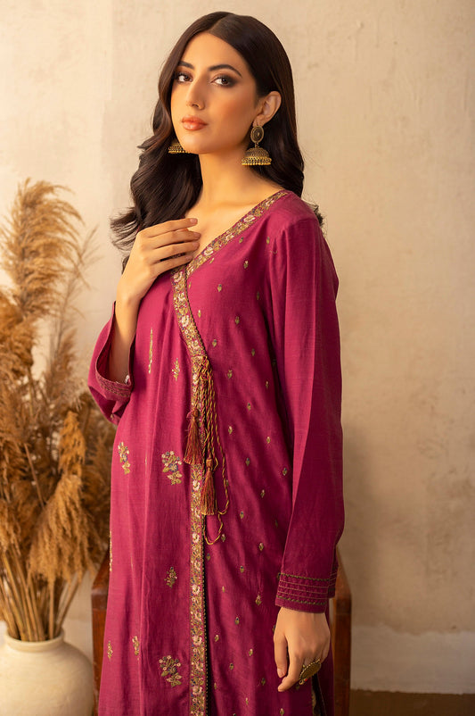 Stitched 1 Piece Raw Silk Embroidered Shirt
