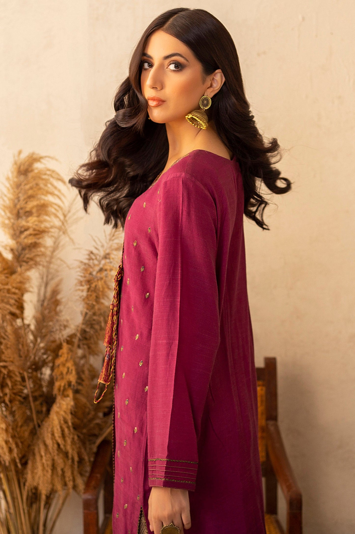 Stitched 1 Piece Raw Silk Embroidered Shirt