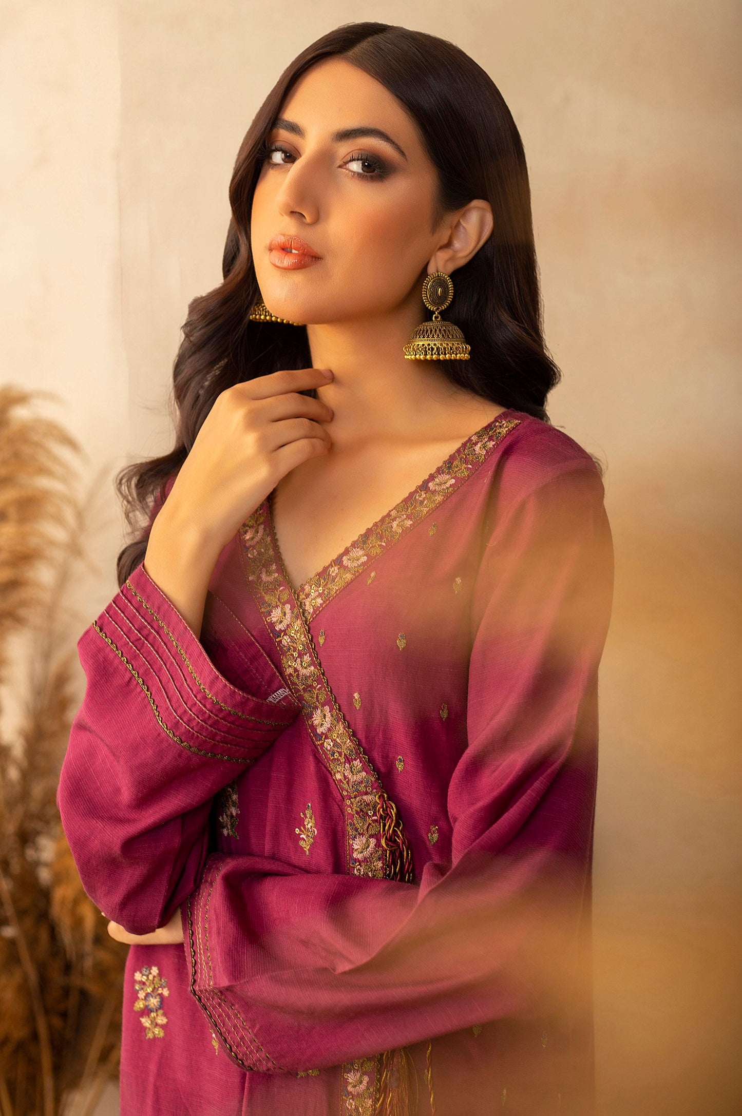 Stitched 1 Piece Raw Silk Embroidered Shirt