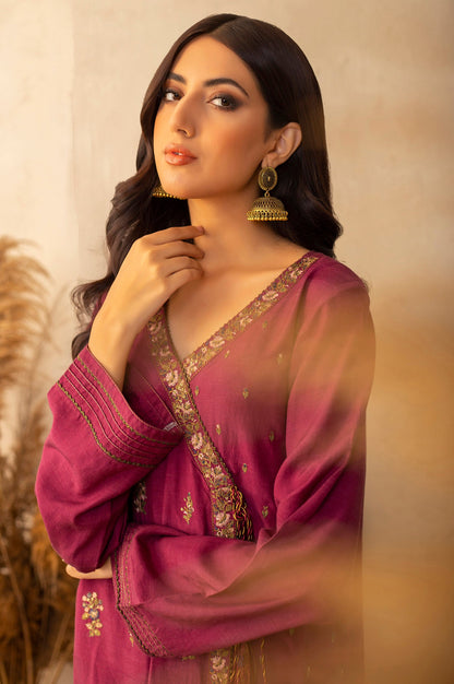 Stitched 1 Piece Raw Silk Embroidered Shirt