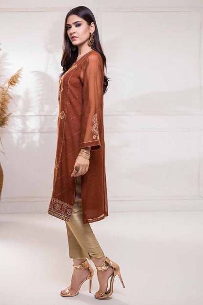 Stitched 1 Piece Khaddi Net Embroidered Shirt