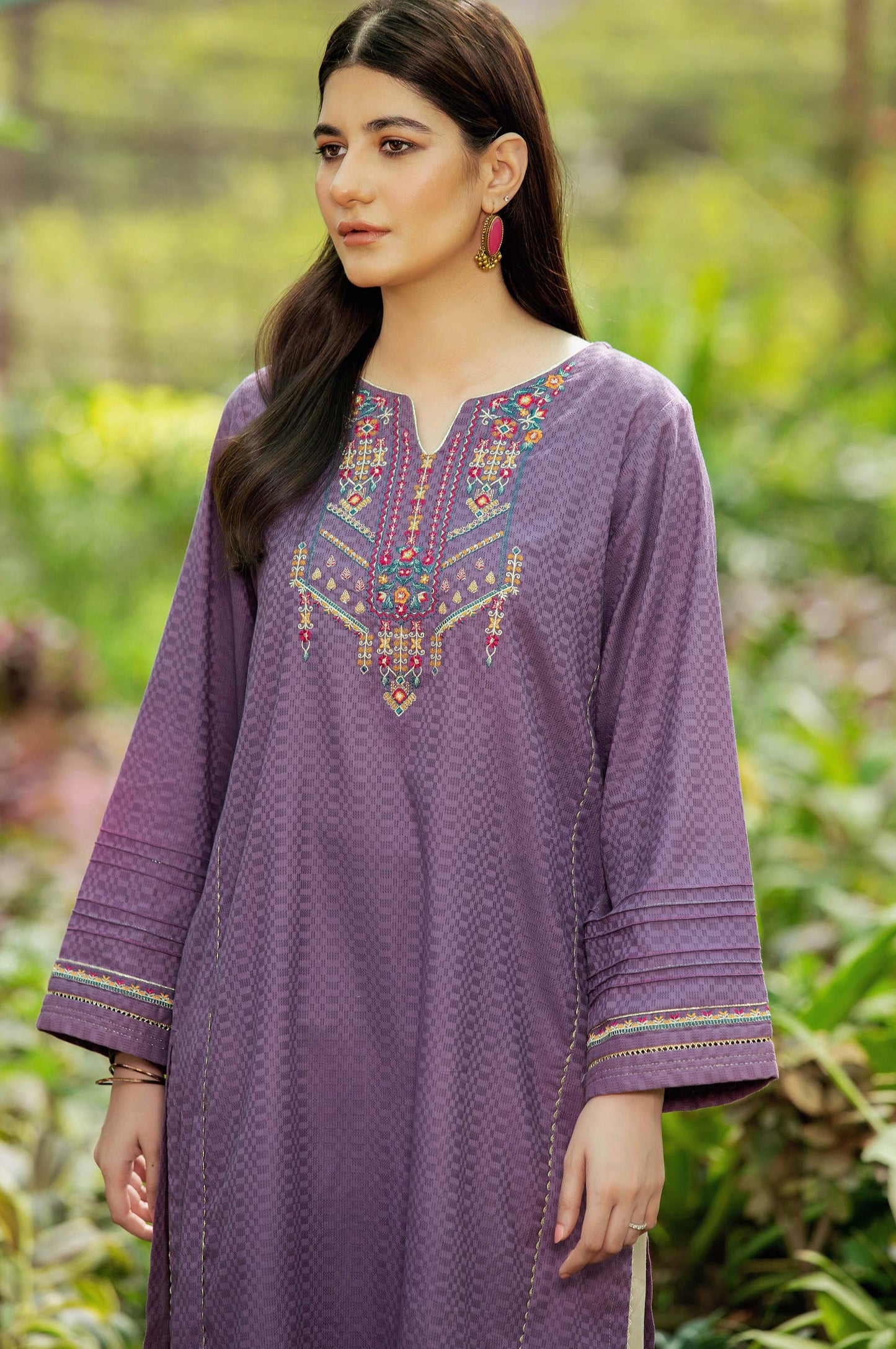 Stitched 1 Piece Embroidered Chikan Tarkashi Shirt