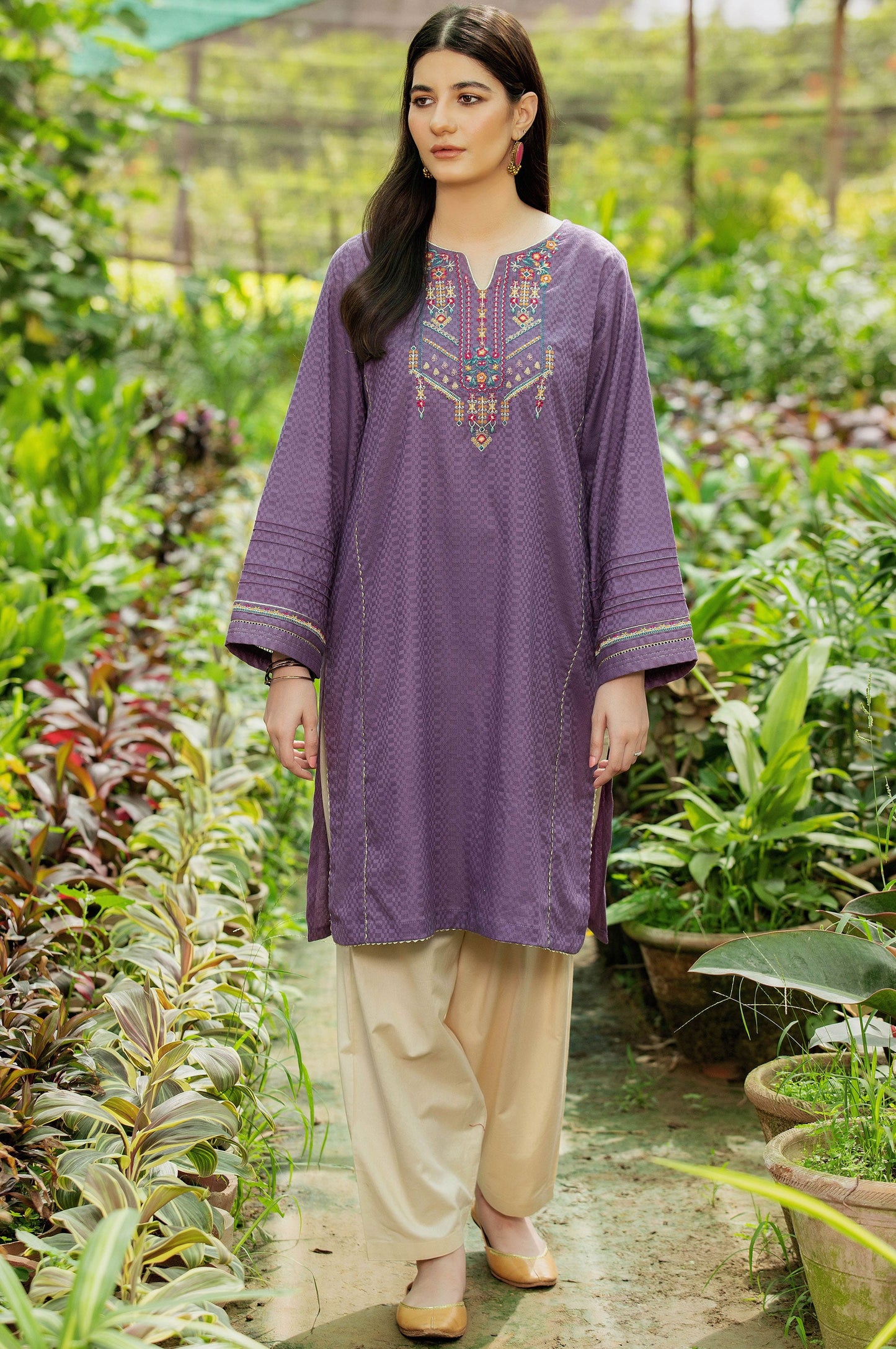 Stitched 1 Piece Embroidered Chikan Tarkashi Shirt