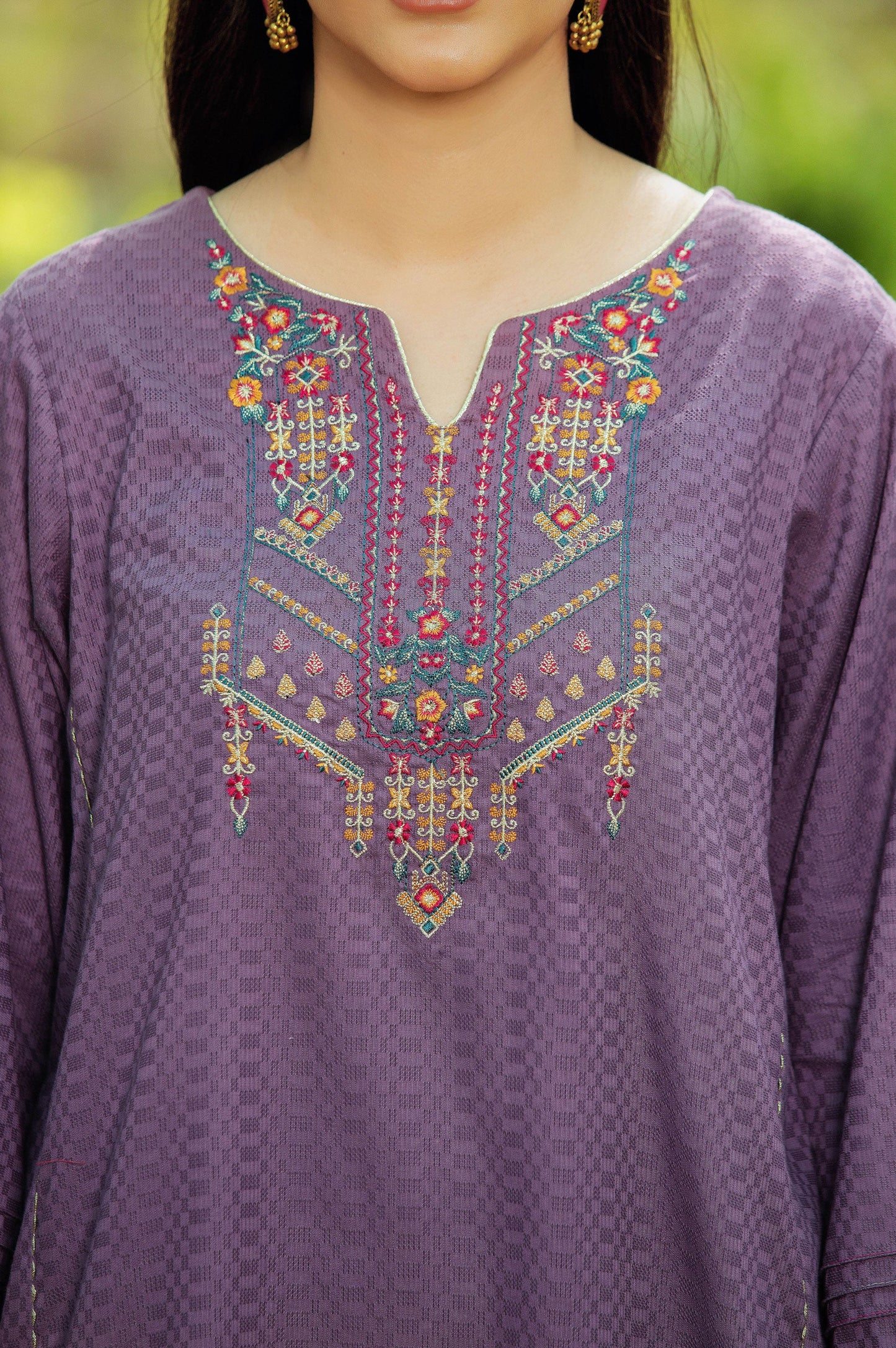 Stitched 1 Piece Embroidered Chikan Tarkashi Shirt