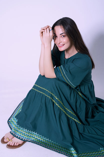 Stitched 1 Piece Cambric Dress