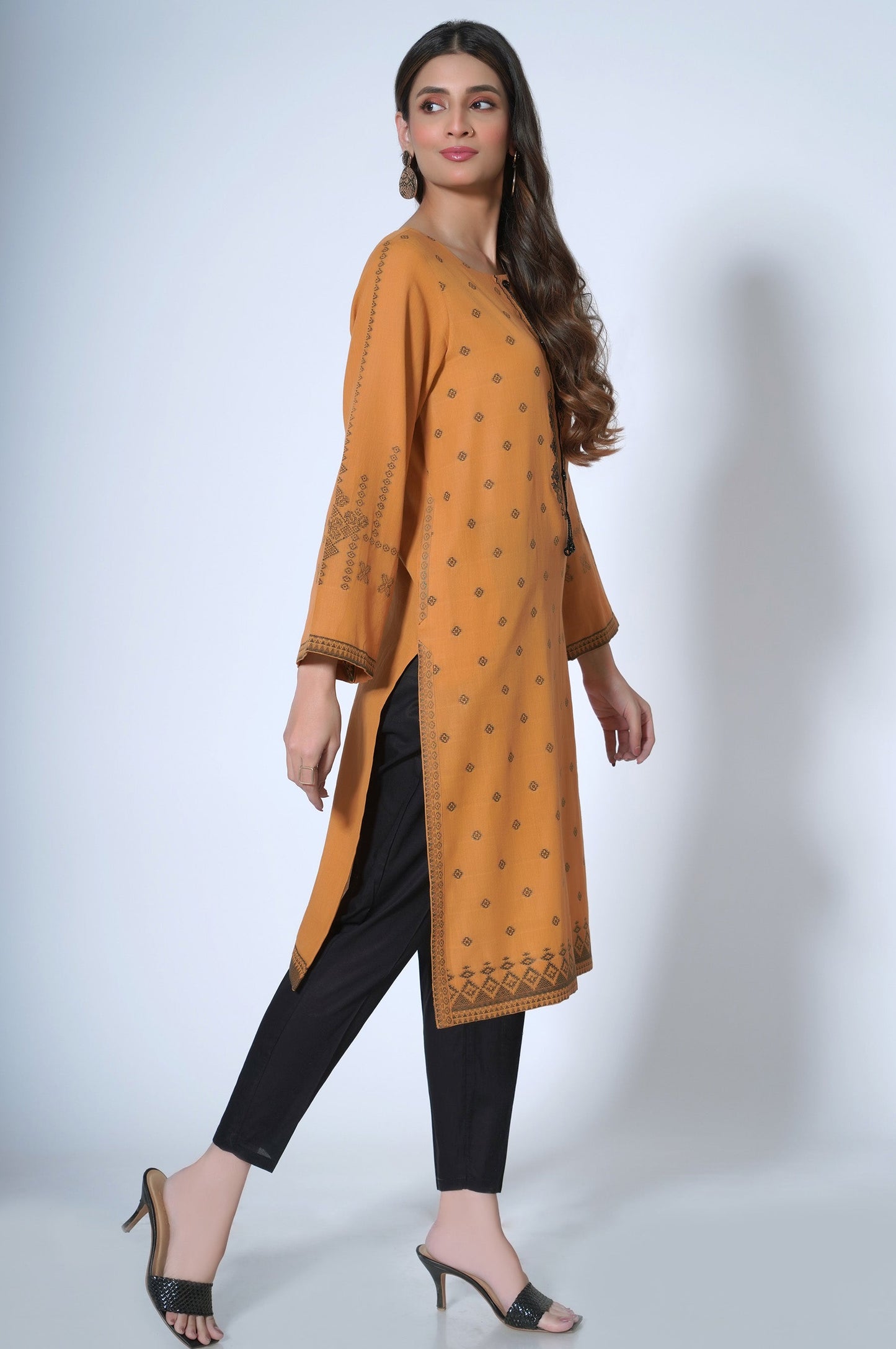 Stitched 1 Piece Embroidered  Jacquard Shirt