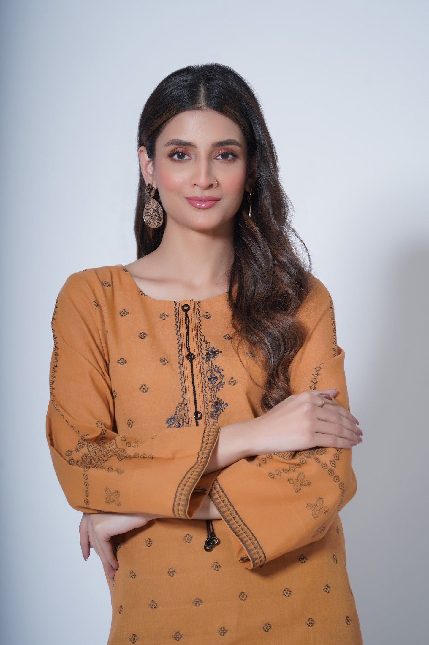 Stitched 1 Piece Embroidered  Jacquard Shirt