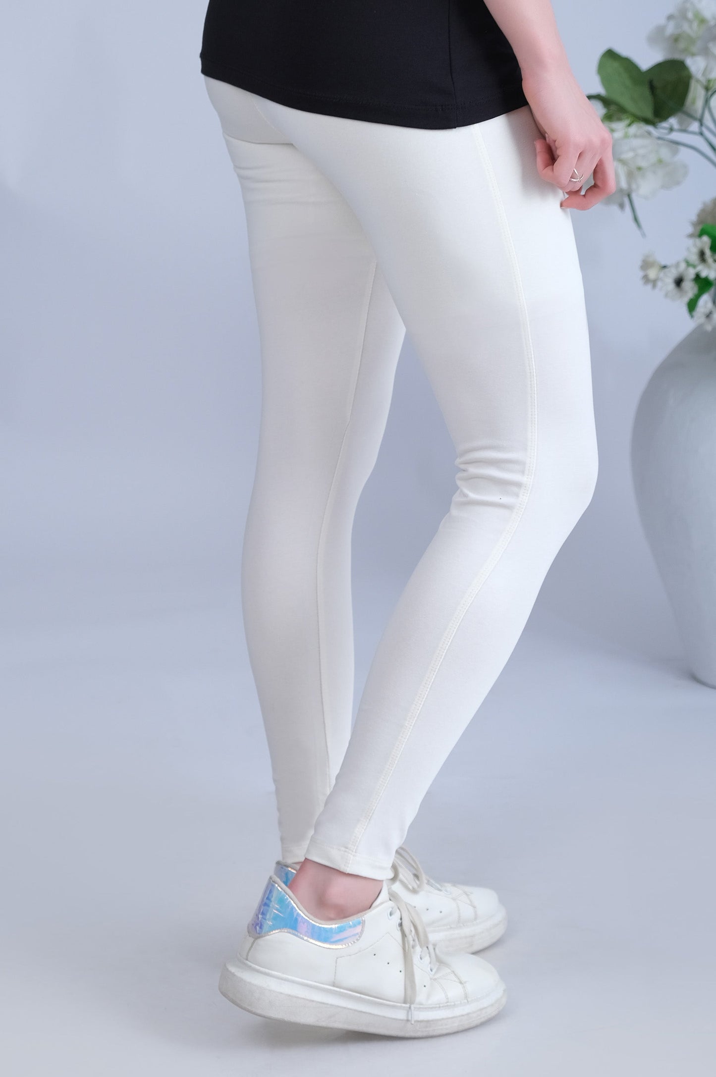 Basic Plain Tights - Off White