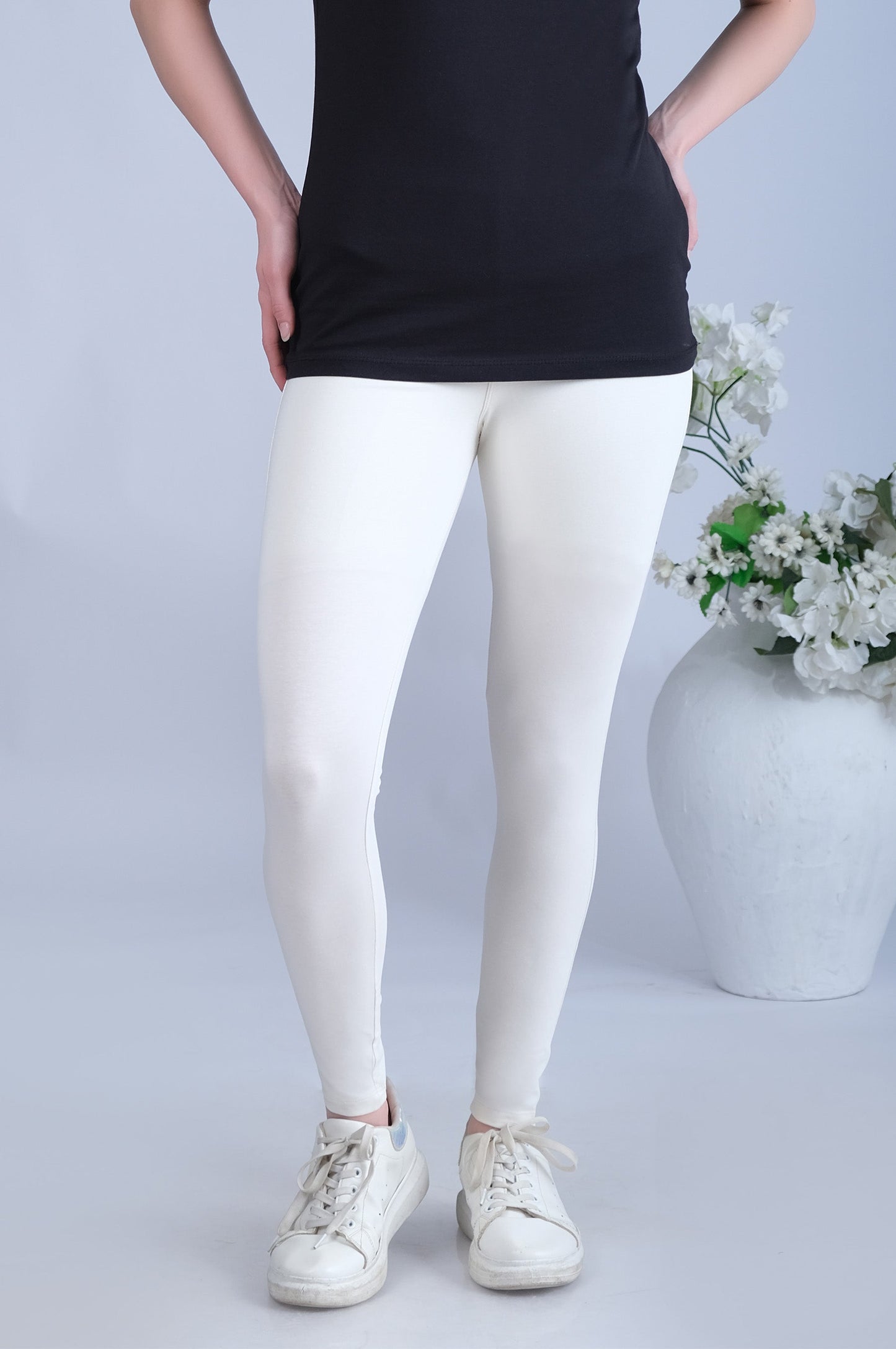 Basic Plain Tights - Off White
