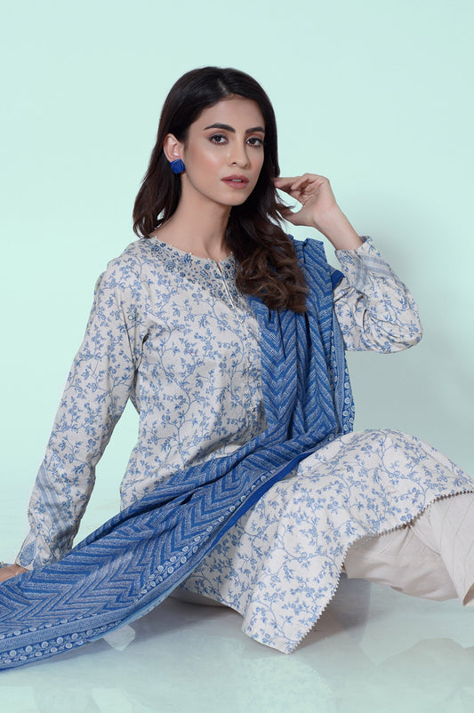 Stitched 3 Piece Embroidered Lawn Suit