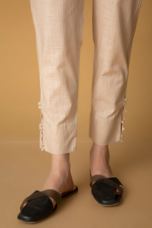 Embellished Cotton Slub Ciggerate Pants
