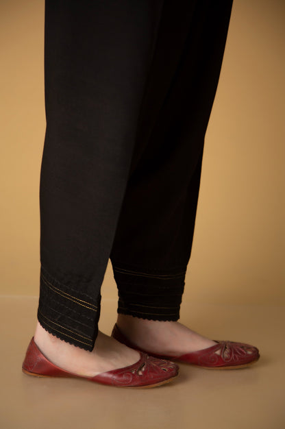 Embellished Rawsilk Shalwar - Black