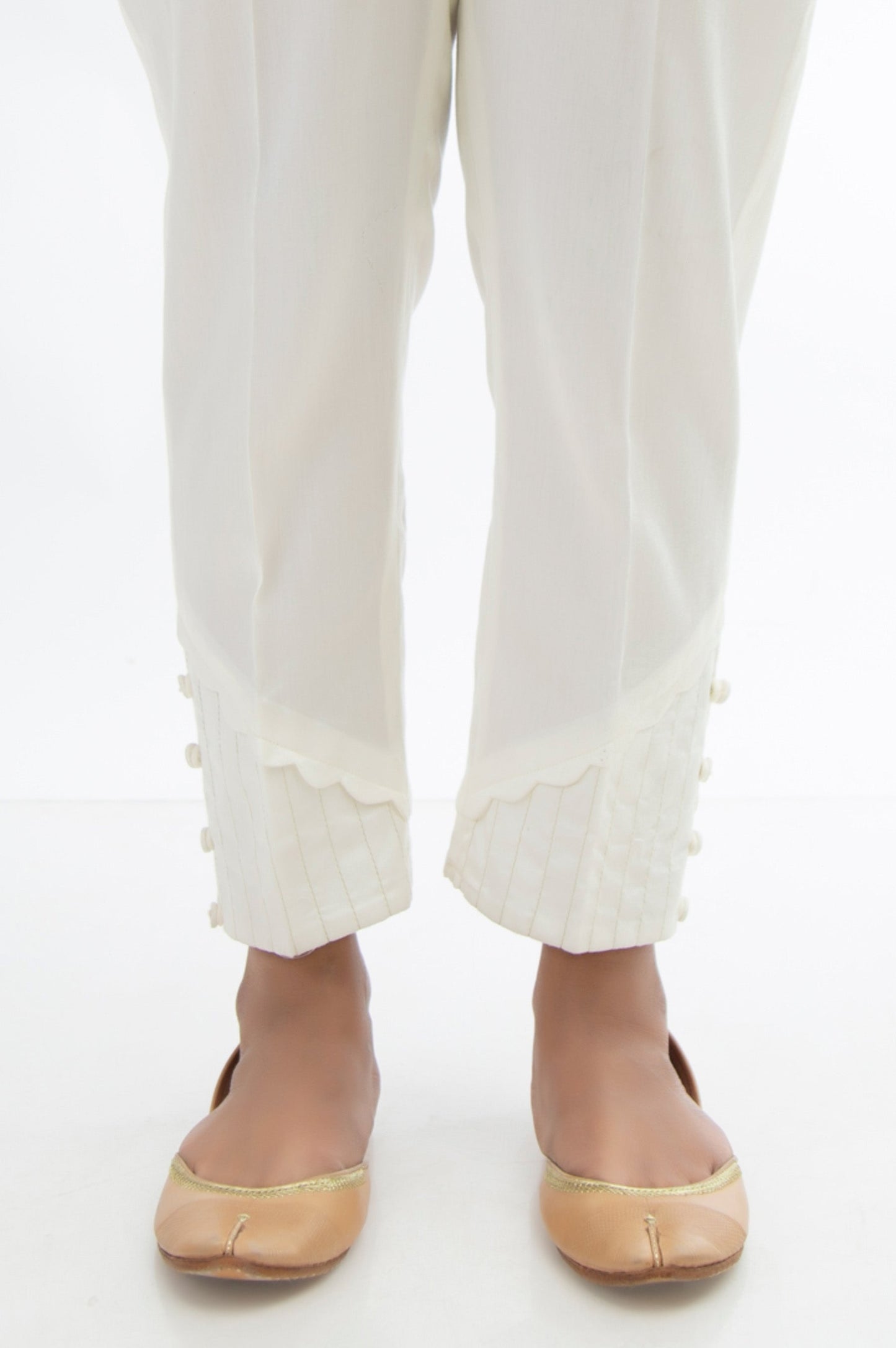 Embroidered Cotton Satin Cigarette Pants
