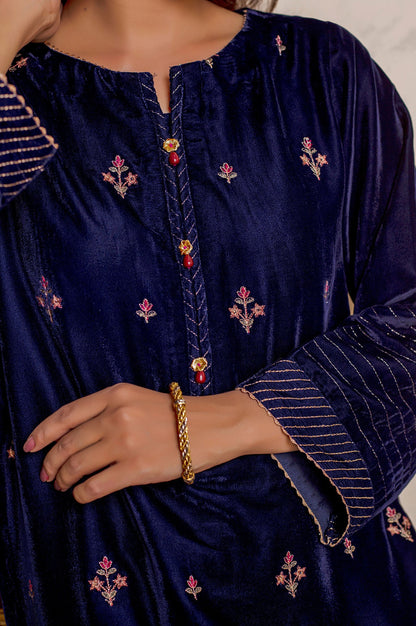 Stitched 1 Piece Velvet Embroidered Shirt