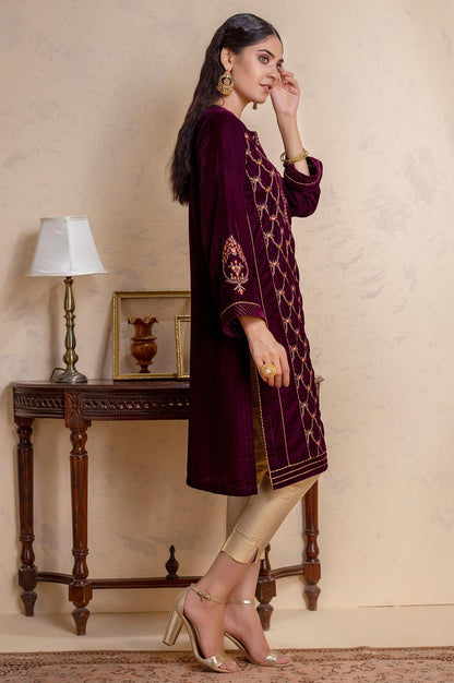 Stitched 1 Piece Velvet Embroidered Shirt