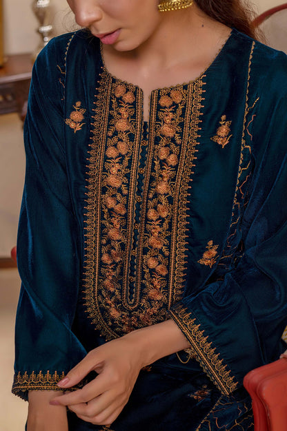 Stitched 1 Piece Velvet Embroidered Shirt