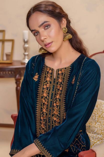 Stitched 1 Piece Velvet Embroidered Shirt