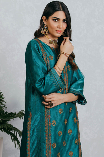 Stitched 1 Piece Organza Embroidered Shirt